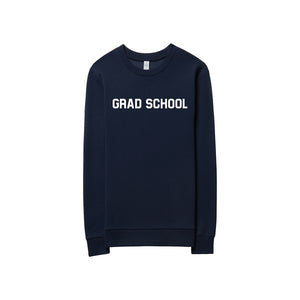 The unisex slim fit Grad School sweatshirt in navy blue